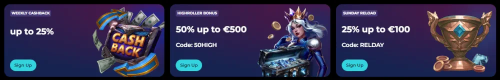 Ofertas promocionales de HighFly que incluyen reembolso semanal, bono de alto apostador y recargas de domingo.